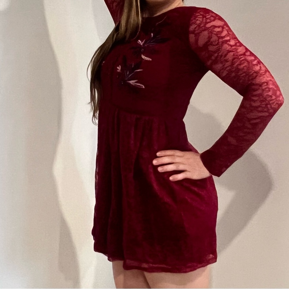 Francesca's Collections Deep Red Lace Dress